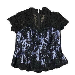 Rose Taft Couture Corsette Lace 100% Silk Top Size 12
